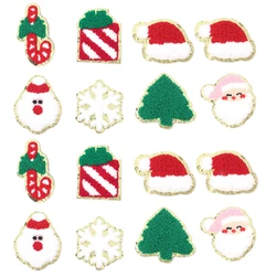 4Pcs Chenille Christmas Patches Embroidery Patches Iron On For Clothes Bags DIY Crafts Christmas Decoration Ornament Accessories