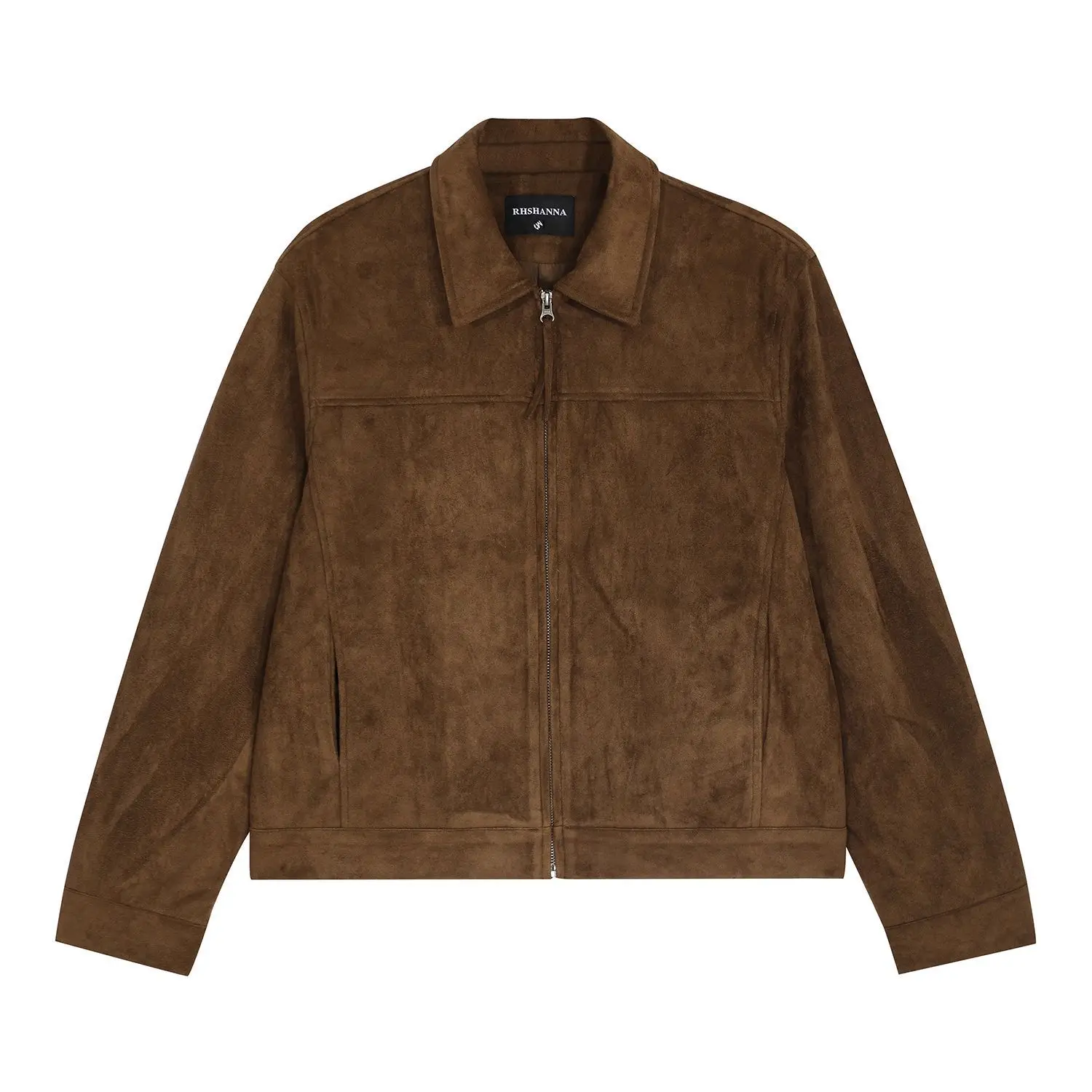 Unisex Japanese Retro Faux Suede Jacket Brown Zip Cargo Jacket Men Women Oversized Casual Streetwear Utility Outerwear Coat