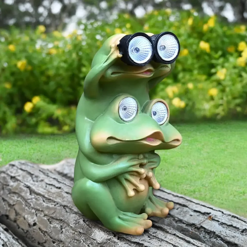 

Frog Hedgehog Statue Solar Lamp Ornament Outdoor Courtyard Garden Decoration Figurine Waterproof Resin Sculpture Landscape Decor