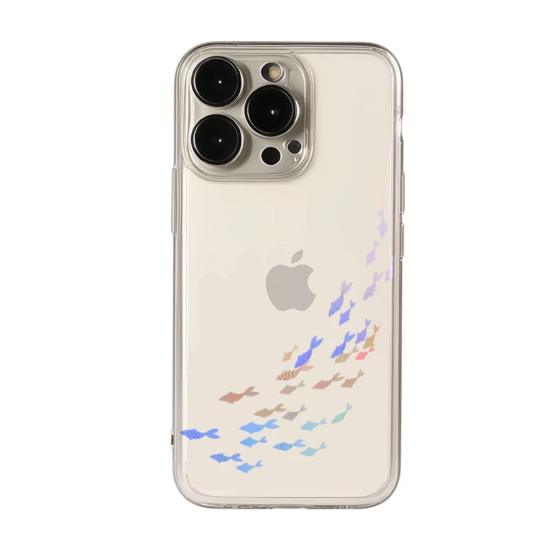 Ins Small Fish Group Creativo Del Fumetto Sveglio Cassa Del Telefono Trasparente Per iPhone 17 16 E 15 14 13 12 11 Pro XR XS Max 7 8 Plus Y2K Copertura ﻿