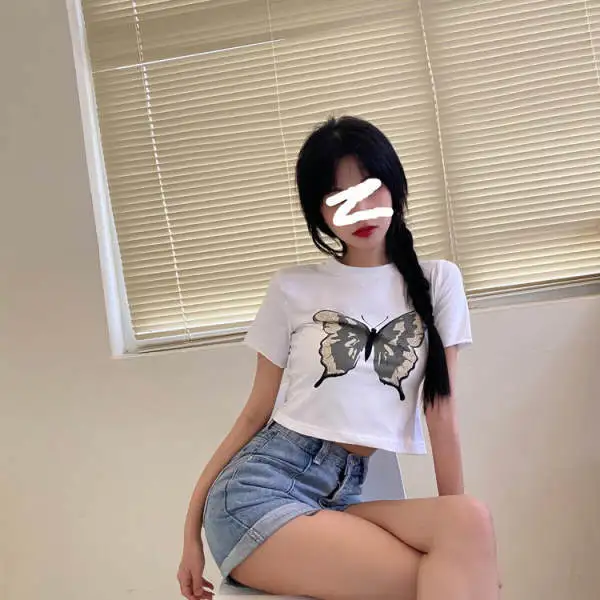 

Summer ort Tirt Women's Highwaisted Printed round Ne ort Sve Top Casual Faion Ladies' Tee Other 00% Material