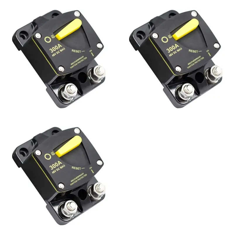 

3X Circuit Breaker Fuse Reset 12-48V Dc Car Audio Amplifier Circuit Breaker Waterproof, 300A