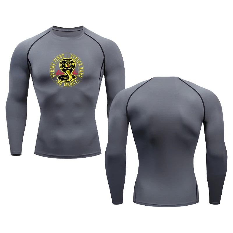 Creative Cobra Kai Graphic Men Running Compression Long Sleeves tight-fitting Sport T-shirt Fitness Jogging Tracksuit