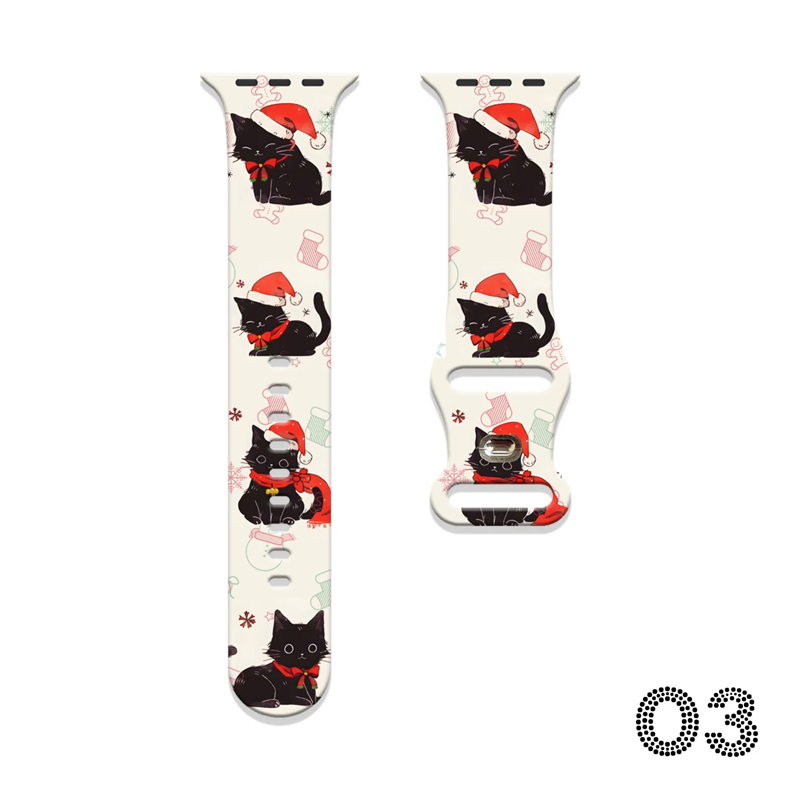 

Animal Christmas Printed Strap for Apple Watch 11 10 9 8 7 Silicone Band Replaceable Bracelet for iWatch 46/44/42/41mm Watchband