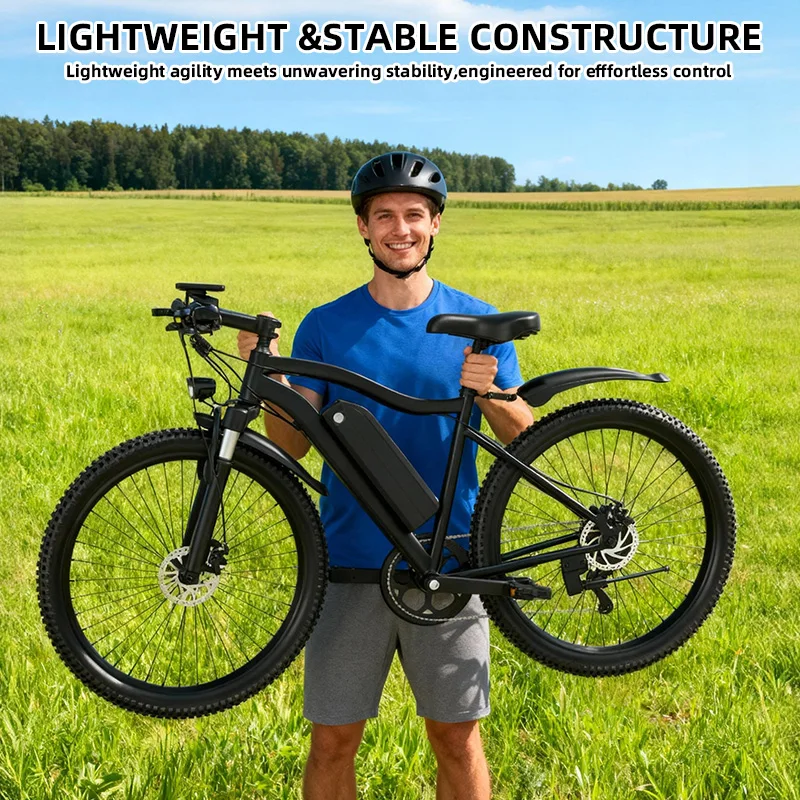 Uplee 26" City Electric Bike For Adults 500W Motor 740W Peak 48V 13AH Battery 7-Speed E-Bike With Dual Disc Brake LED image 10