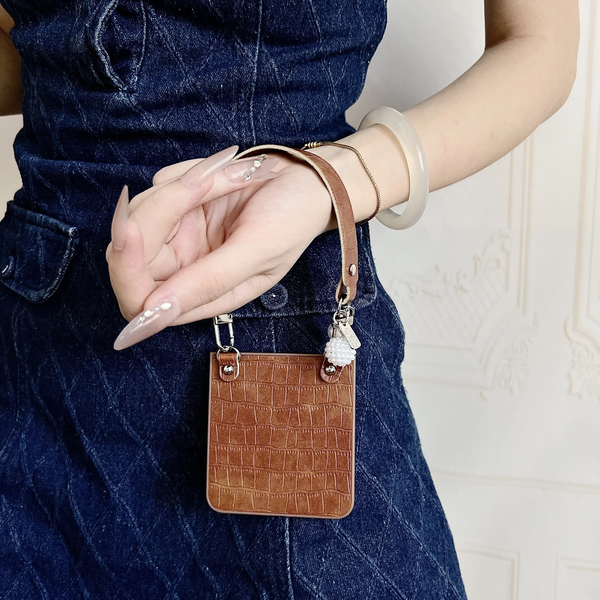 

Red Brown PU Leather Phone Case for Samsung Galaxy Z Flip 7 6 5 4 Protective Back Cover for ZFlip5 ZFlip6 ZFlip7 Case Shell