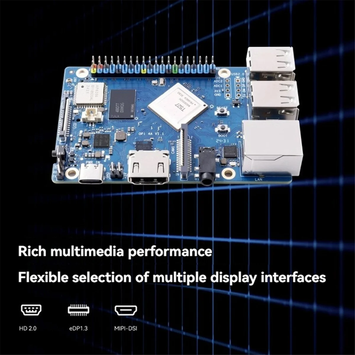 ATP-For 4A Development Board Allwinner T527, RISC V Co Processor WiFi+BT5.0 BLE, M2 NVMe SSD, 2TOPS NPU 4GB RAM