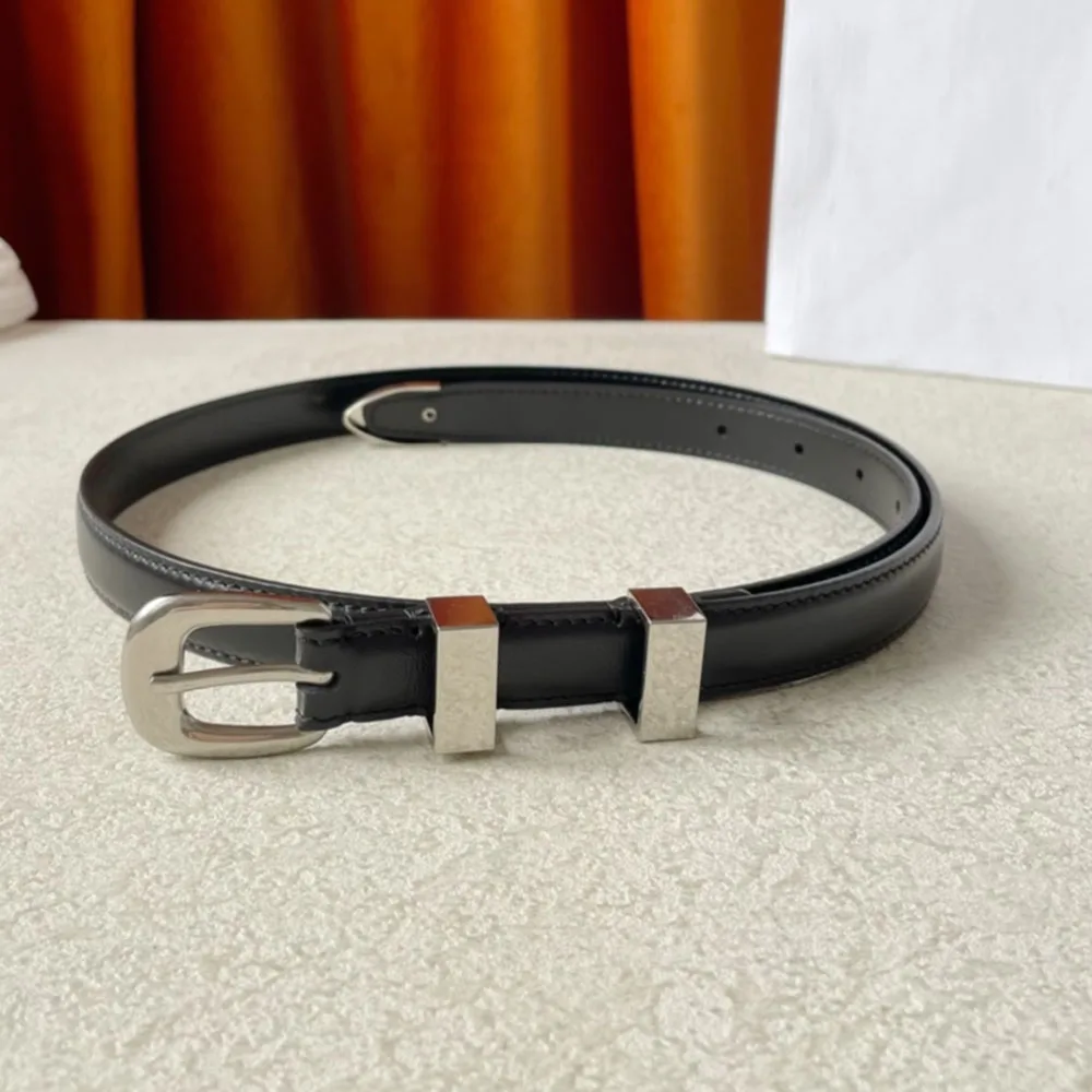 Retro Style Genuine Leather Women Belts With Needle Buckle 1.8cm Wide Designer's Belt Luxury Female Waist Strap