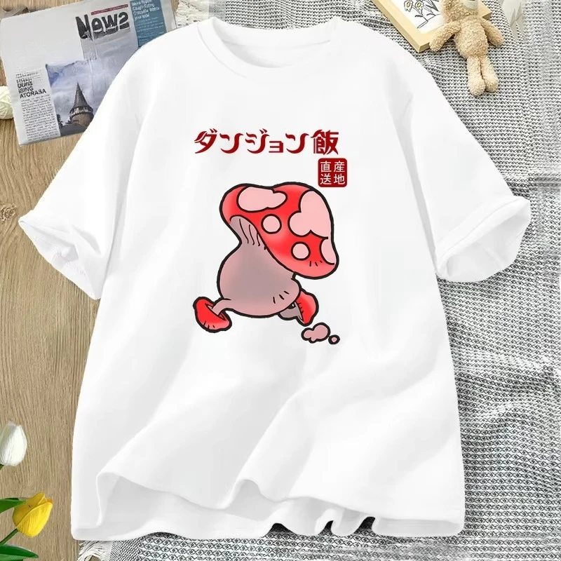 

Футболки с грибами Delicious in Dungeon, женская и мужская футболка с коротким рукавом, хлопковая футболка унисекс с круглым вырезом, повседневная футболка, женская одежда