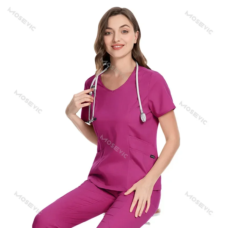 Surgical Uniforms Woman Scrub Set Medical Nurse Beauty Salon Workwear Clinical Scrubs Top + Pant Spa Doctor Nursing Tunic Suit