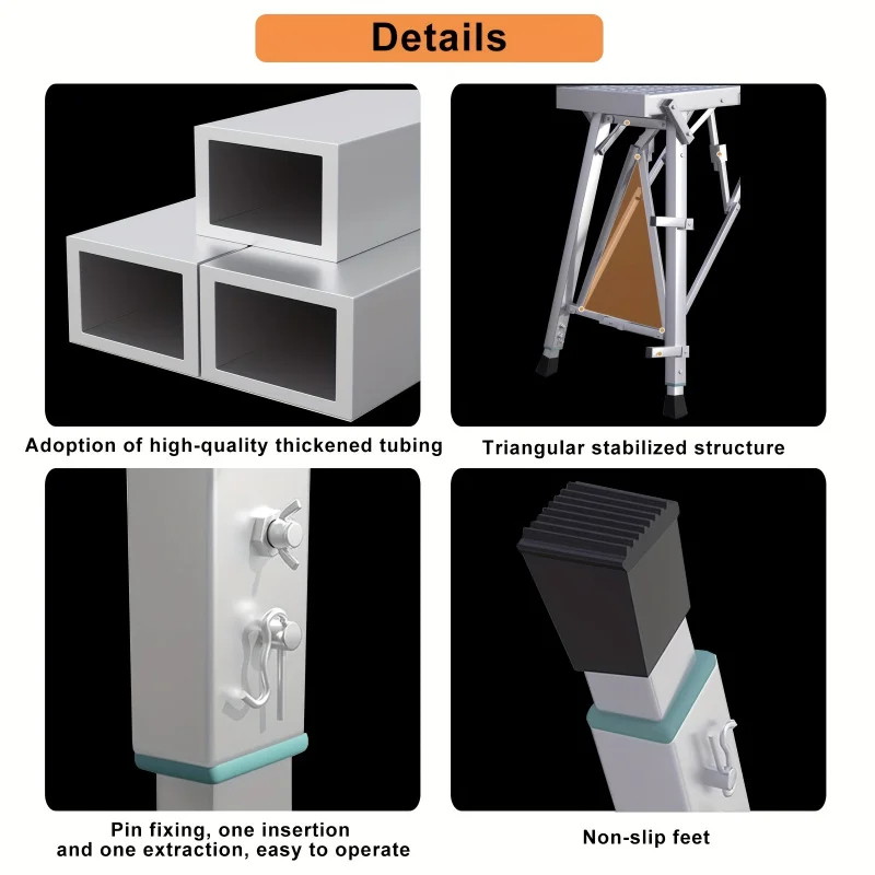 منصة العمل قابل للتعديل للطي السقالات المحمولة الصلب سلم عالية دريوال البراز الحمولة الثقيلة 800 جنيه مناسبة