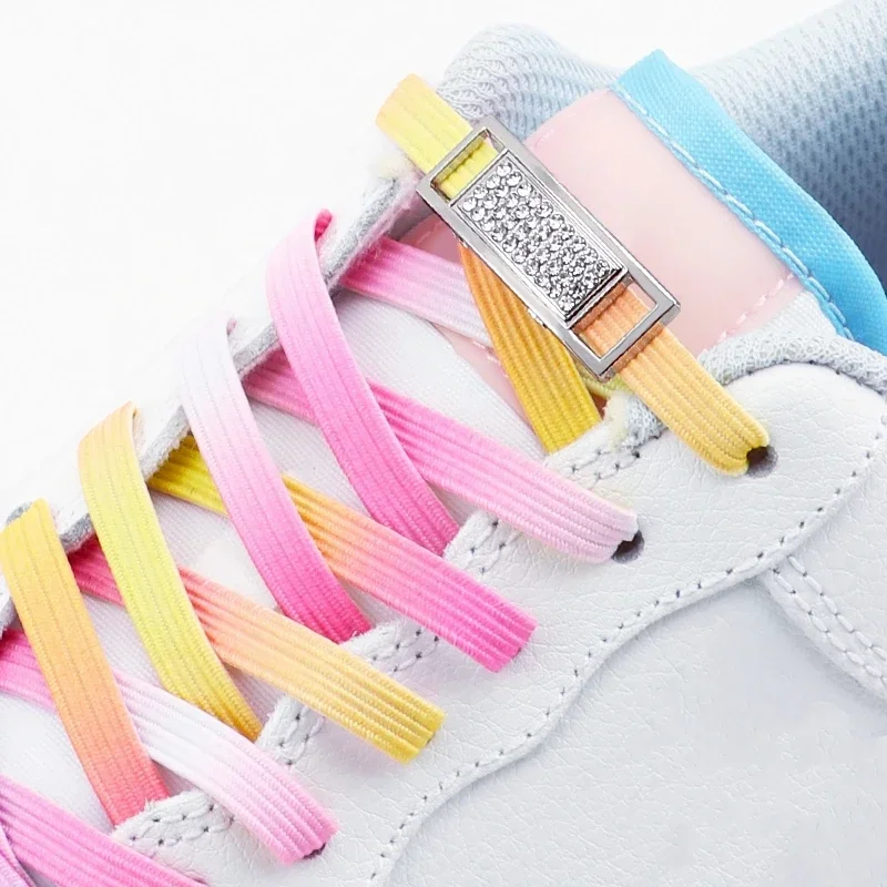 NEW Glitter Elastic Laces Sneakers Diamond Lock Shoelaces Without Ties No Tie Shoe Laces Tennis Flat Shoelace Shoes Accessories