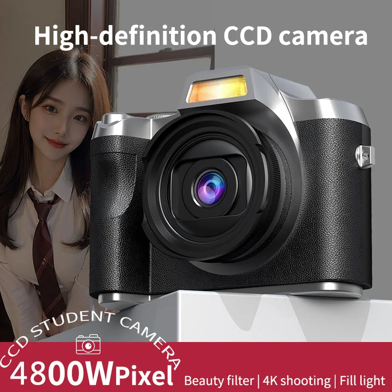 

Студенческая цифровая камера 4K CCD, 48 МП, портативная камера для видеоблогов, 32/64 ГБ, 2,4-дюймовый HD-экран для фотографии и видео со вспышкой