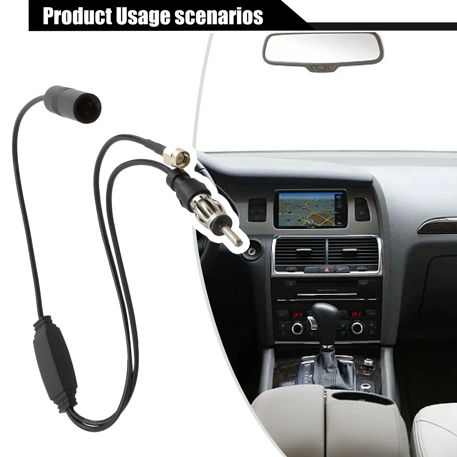 

High Quality Car Radio Antenna Splitter Adapter Cable With Active Aerial Converter For FM/AM DAB+ And SMA Converter