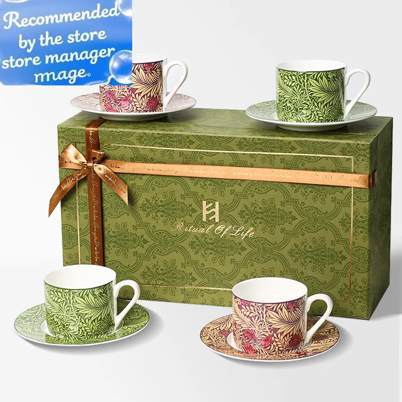 

Bone Porcelain Medieval Coffee Cup Set Ceramic Tea Cup Couple Water Cup Gift Box Mugs