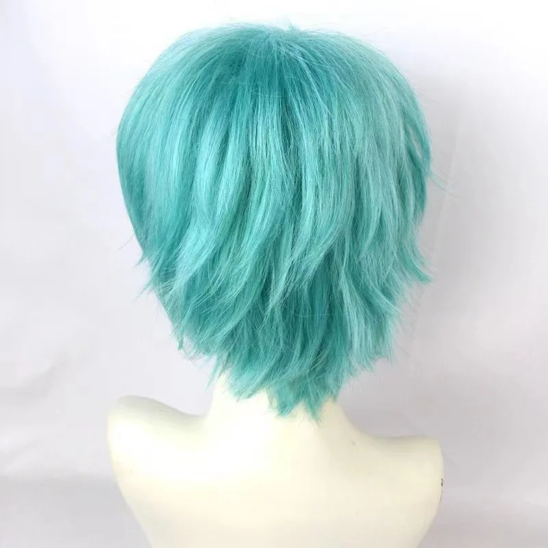 Mikuo Cosplay peluca Anime Miku pelo corto azul pelo de alambre de alta temperatura con gorro de peluca para hombres y mujeres