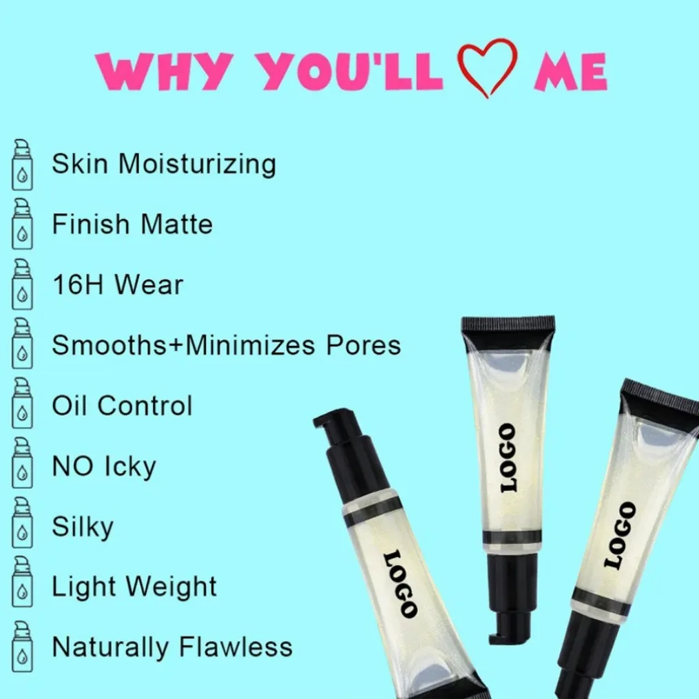 Veganistische make-up groothandel private label aangepast logo gezichtsprimer mat gladmakende poriën minimaliserende make-upbasis geen rillen