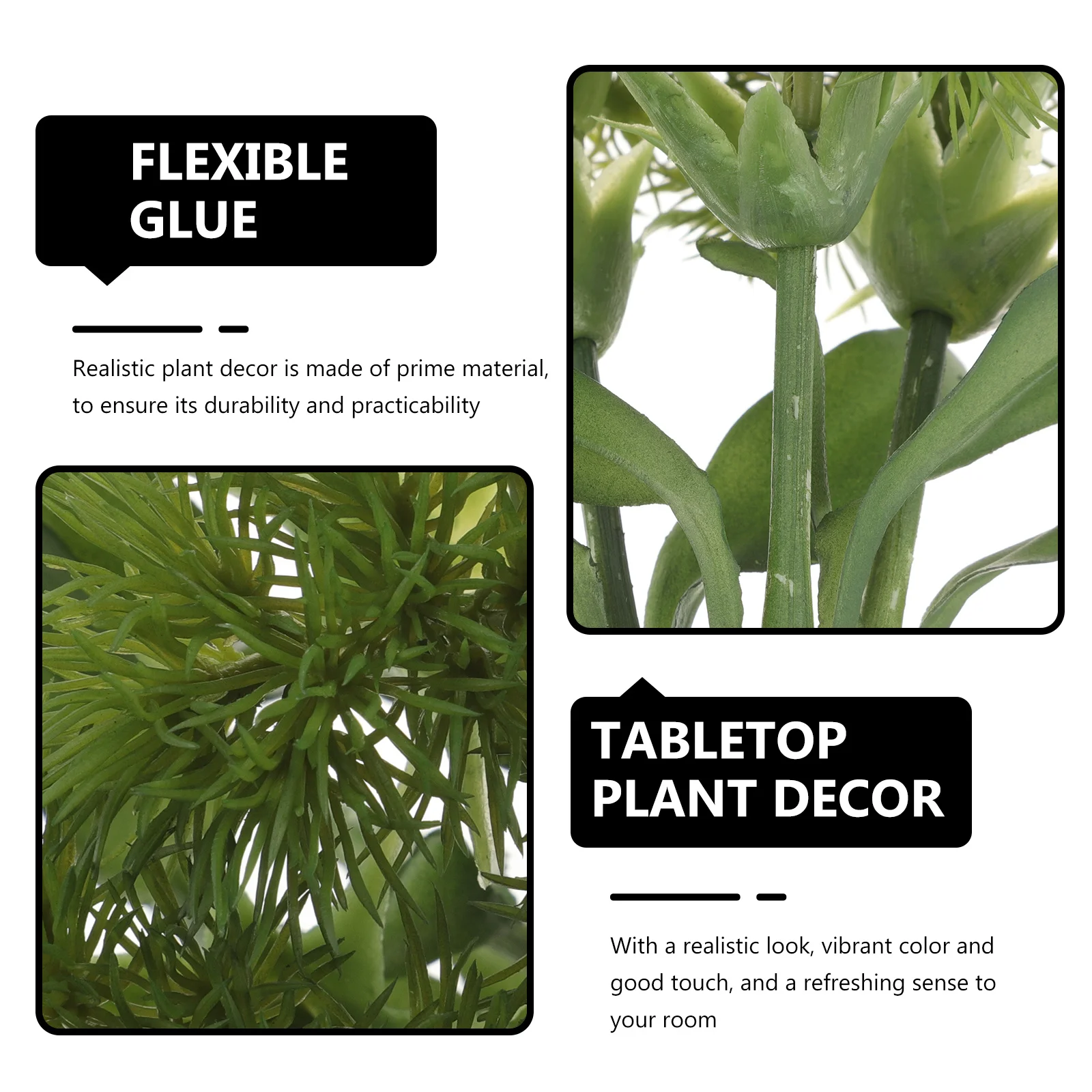 

3Pcs Realistic Artificial Plant Decorative Faux Plant Desktop Tabletop Home Office Accessories