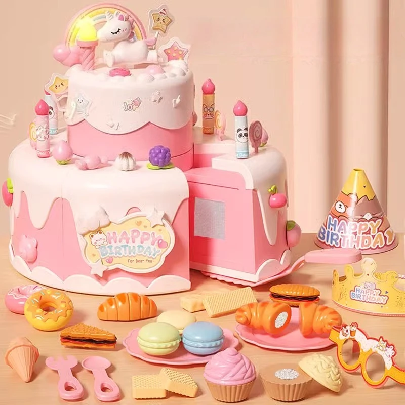 Kinderen Huis Spelen Keuken Speelgoed Simulatie Verjaardagstaart Snijden Voedsel Spel Kinderen Rol Fantasiespel Interactief Educatief Speelgoed