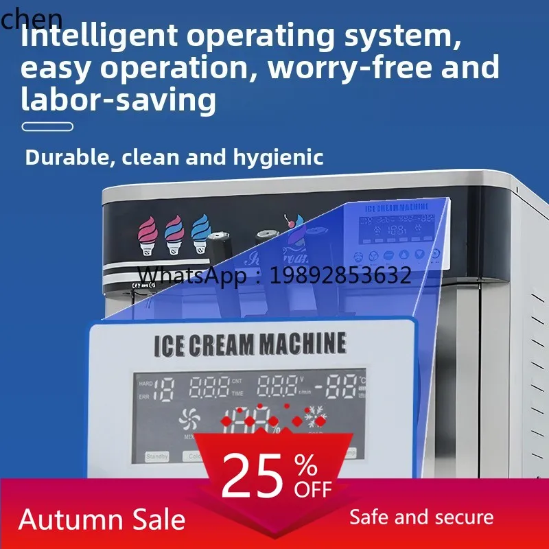 Soft Ice Cream Machine Vertical Ice Cream  Automatic Large Output Stainless Steel   Sundae Cones Machine