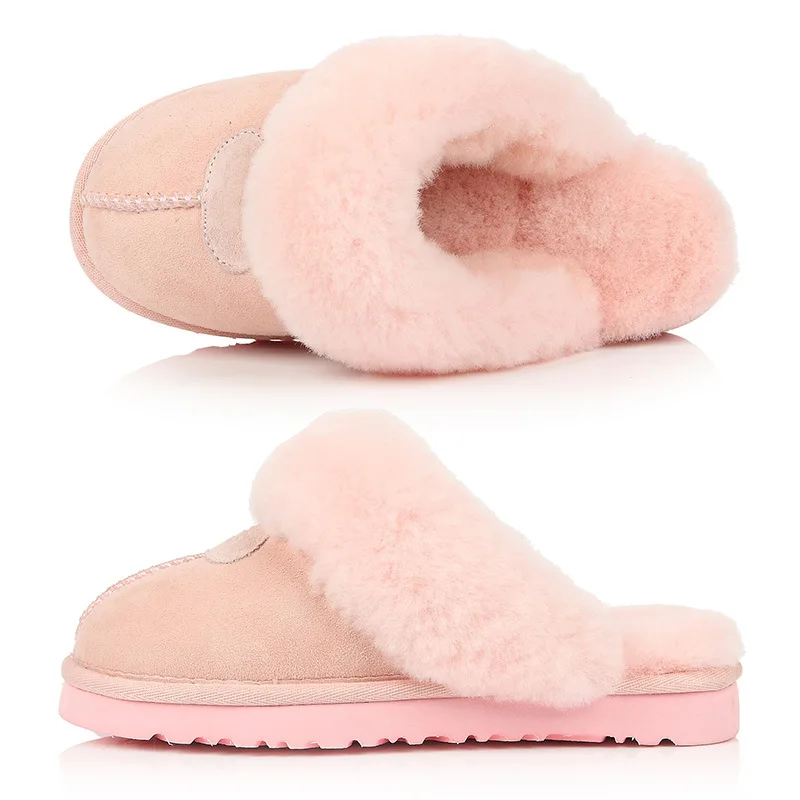 

Тапочки из натуральной шерсти, модные зимние женские домашние тапочки, теплые домашние тапочки с утолщенной шерстяной подкладкой, женская повседневная домашняя обувь