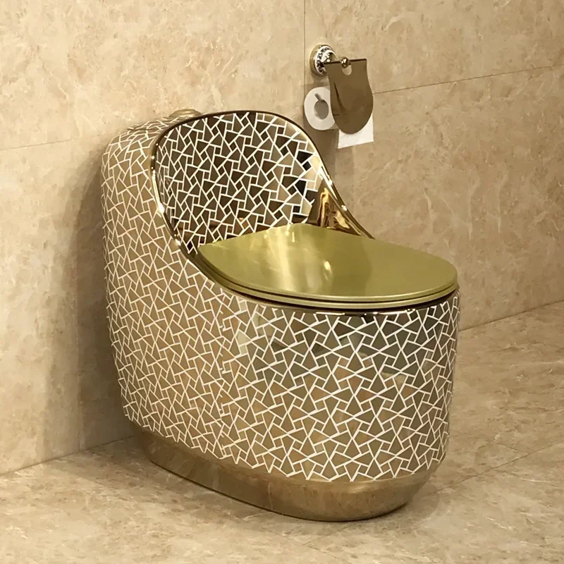 New round egg gold toilet creative color gold toilet exported to Europe and America Electroplated gold toilet water-saving water