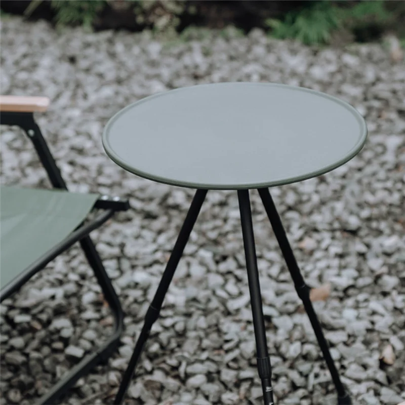 GOOD-1Set de mesa redonda pequeña portátil para acampar al aire libre, mesa Simple de tres patas ABS + aleación de aluminio