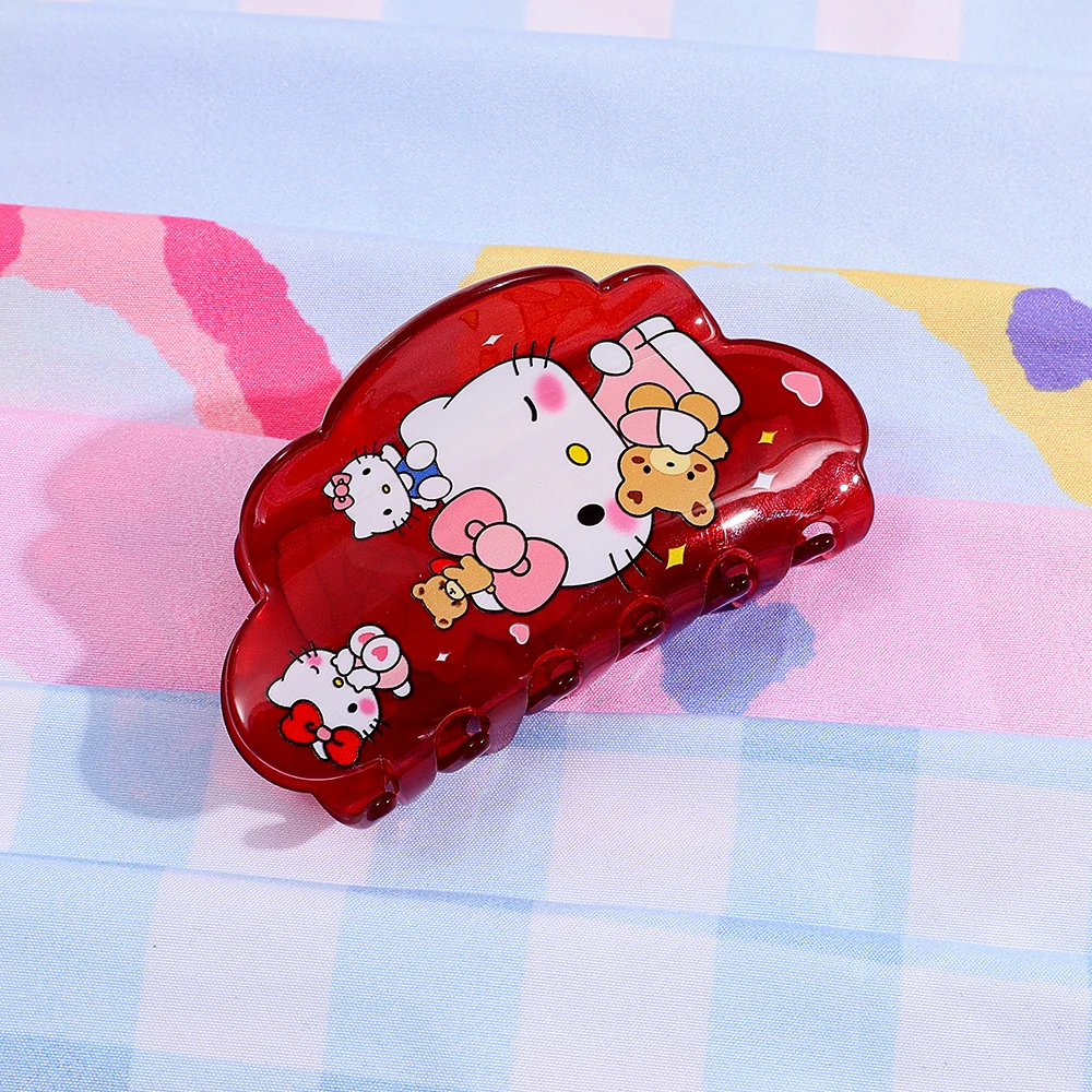 مخلب شعر هالو كيتي أحمر لطيف من سانريو، مخلب شعر متعدد الوظائف