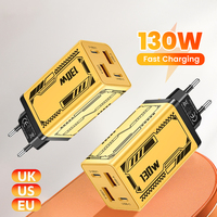 New 130W 4 Ports 2USB+2PD GaN Charger Quick Charge EU/US/UK USB-C QC 3.0 Plug Charger Adapter For iPhone Xiaomi Samsung 2025
