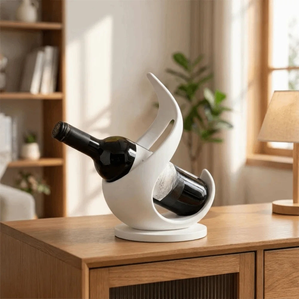 3D Printed Flame Shape Wine Bottle Rack Handcrafted Multi-functional Wine Bottle Holder Plastic Decorative