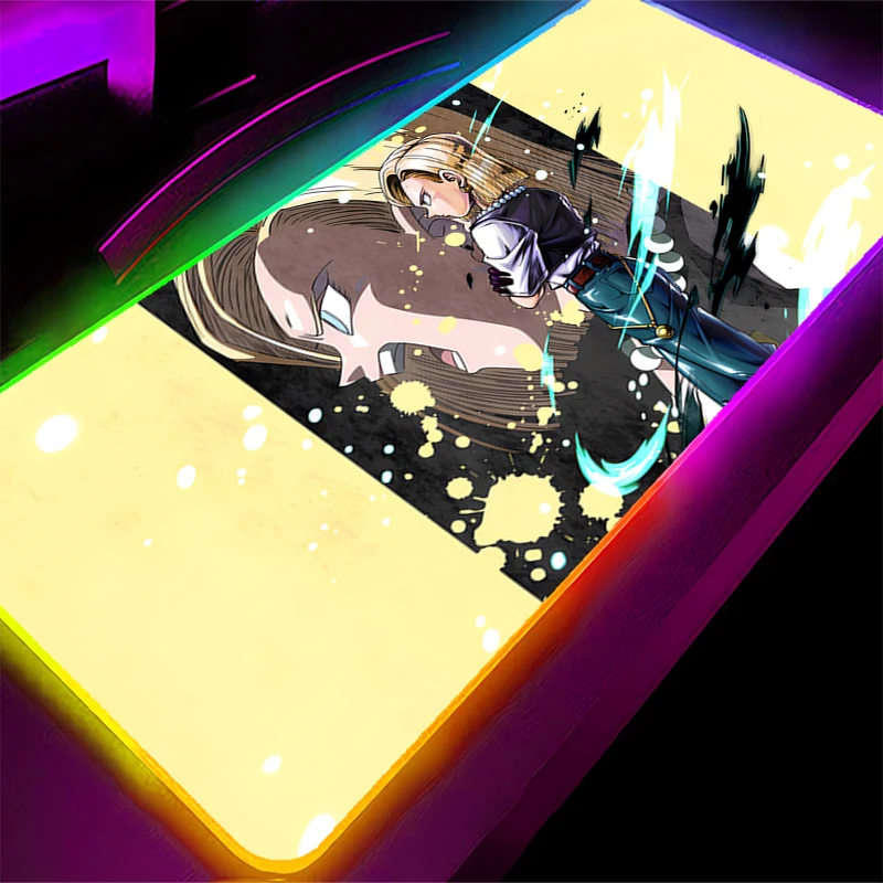 RGB-Mauspad, Dragon Ball, Android, 18 Gamer, großer Computer, erweitertes Spiel, LED-Mauspad, Schreibtischunterlage, Tastatur, Gummi-Hintergrundbeleuchtung, Teppich