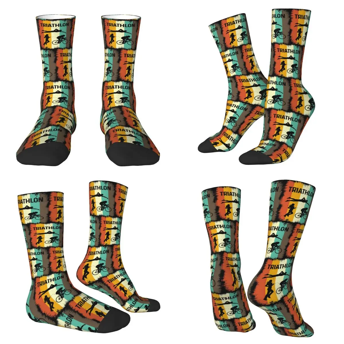 

Винтажные носки для триатлона в стиле ретро, впитывающие пот чулки в стиле Харадзюку, всесезонные длинные носки, аксессуары для подарка на день рождения унисекс