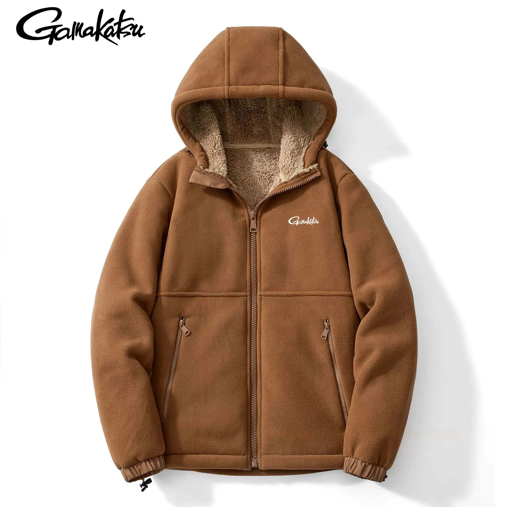 

Куртка для рыбалки Gamakatsu, мужская флисовая куртка, осенне-зимняя повседневная утепленная теплая куртка с капюшоном.