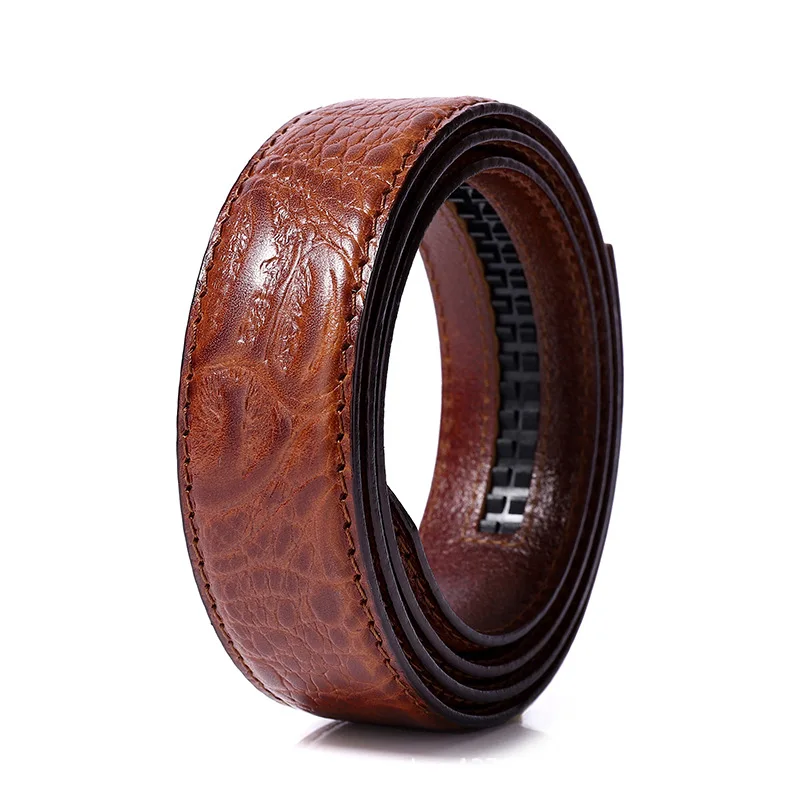 3.5cm Men Genuine Leather Belt Without Buckle for Automatic Buckle DIY Belt Accessories Crocodile Pattern Belts WaistBand