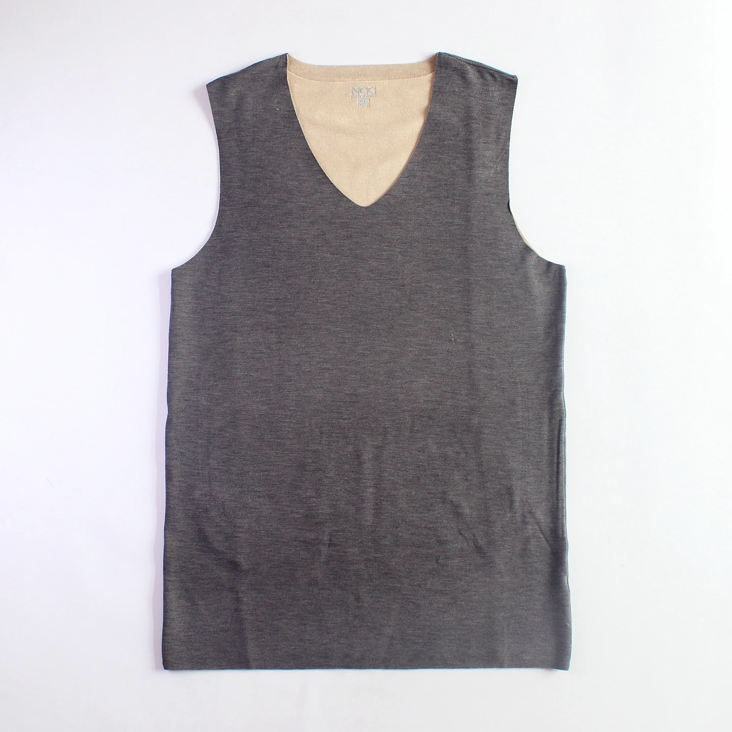 ngg-メンズ厚手パッチワーク下着冬用目に見えない-v-ネック加熱肌を温めるフリース裏地付き暖かいベスト-9753