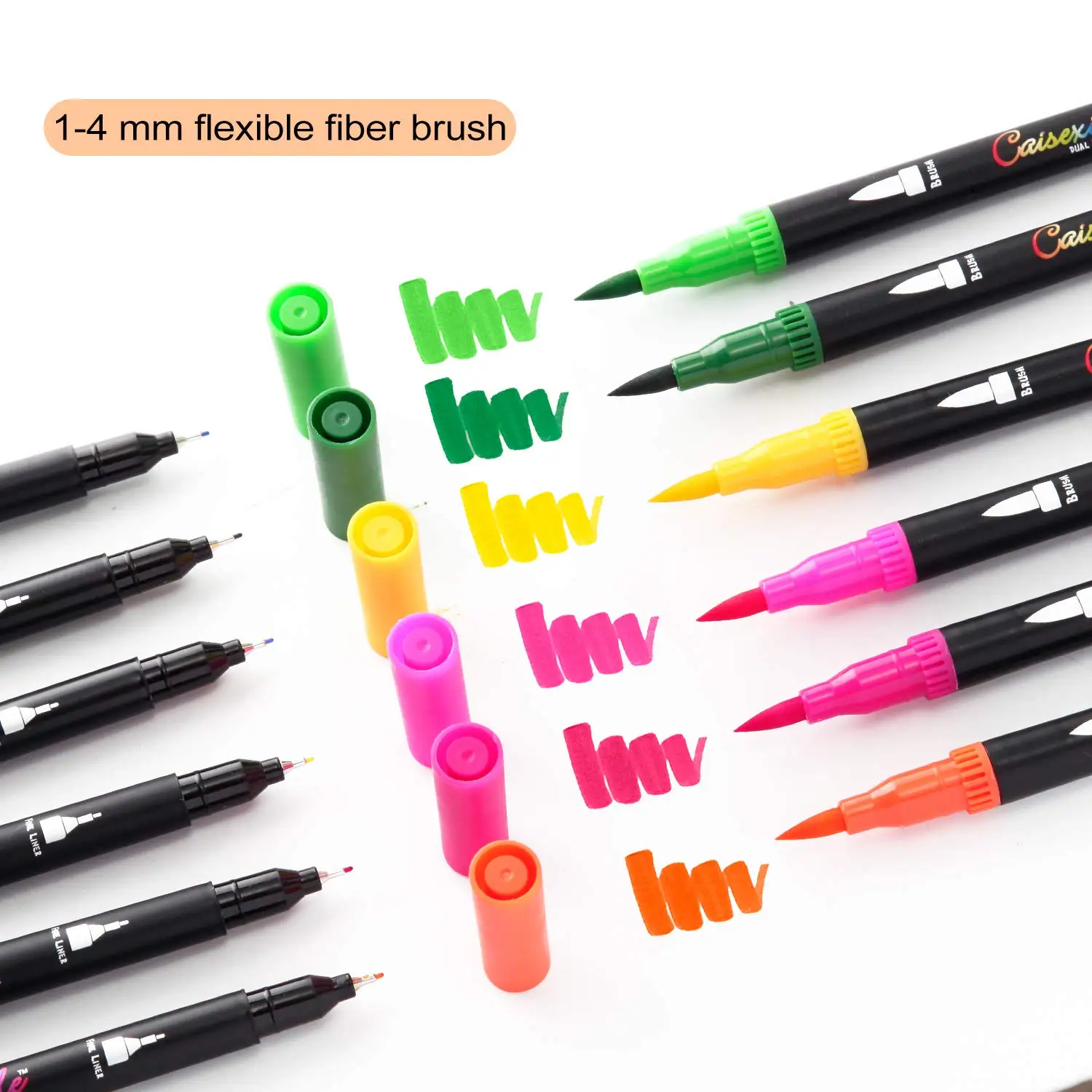 24 Colors Dual Brush Pens Art Markers Artist Fine & Brush Tip Pen Coloring Markers for Kids Adult Coloring Book Drawing Supplies