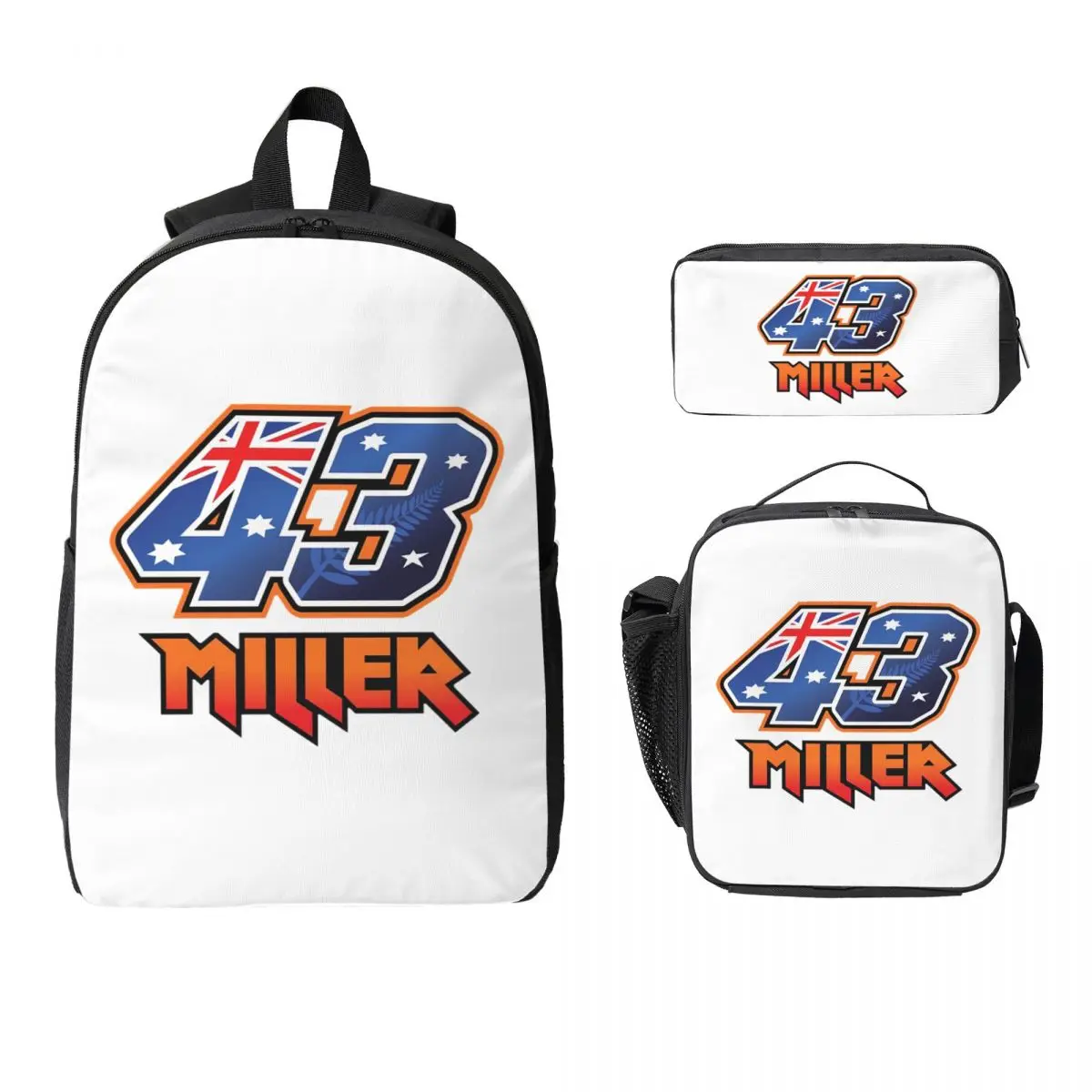 Jack Miller Number 43 Backpack Student Boys Girls BookBag School Bag Laptop Shoulder Bags 3ps Insulated Lunch Bag Pencil Case