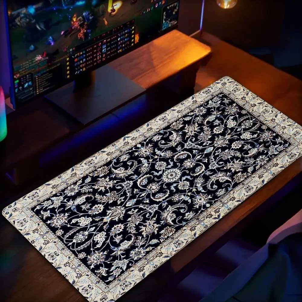 Religious Carpet Pattern Mouse Pad Tablet mouse Pad Laptop xl desktop mouse pad, cute HD Rainbow Gaming keyboard pad 90x40