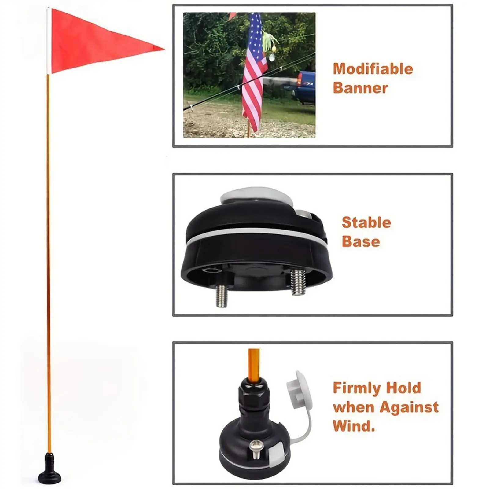 

Kayak Flag Stand, Easy Installation, Stable And Lightweight Base, High Visibility for Yachts, Boats, Dinghies, Kayaks.