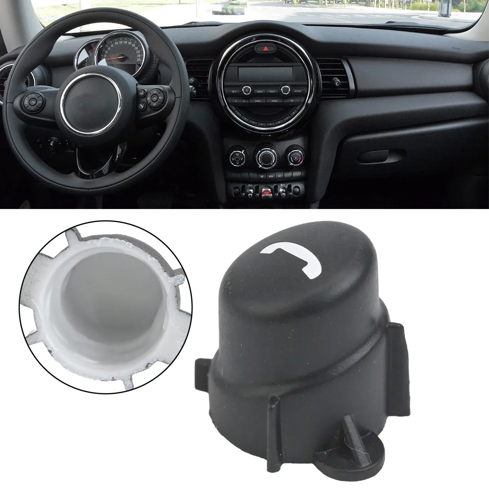 

For MINI R55 R56 R57 Car Button Cover Steering Wheel Button Cover Black ABS Material Cover Direct Installation