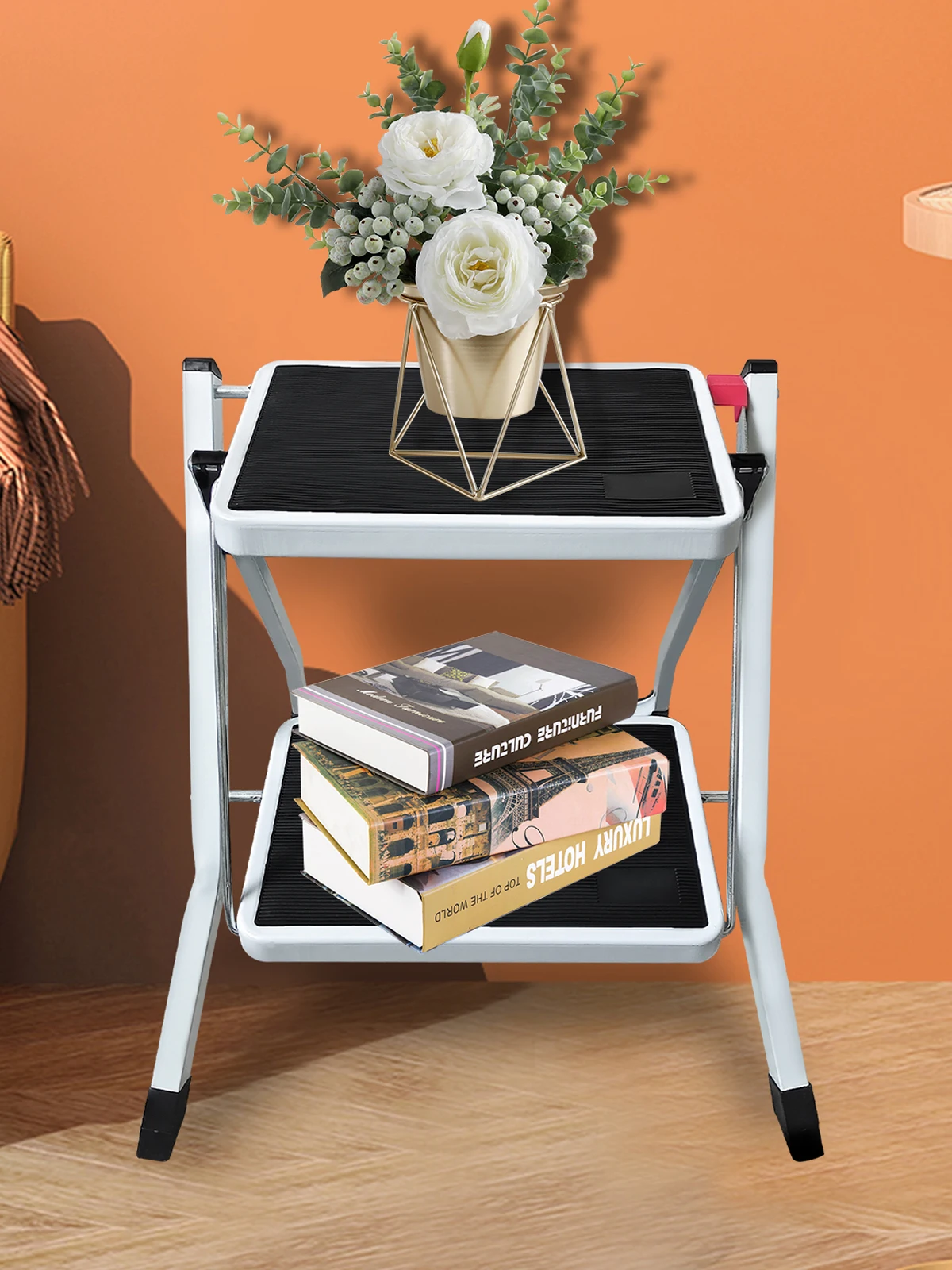 2 Steps ladder Stool, Lightweight Folding Ladder, Easy Storage Stepladder for Home, Kitchen, Office, DIY, 330lbs Max Load
