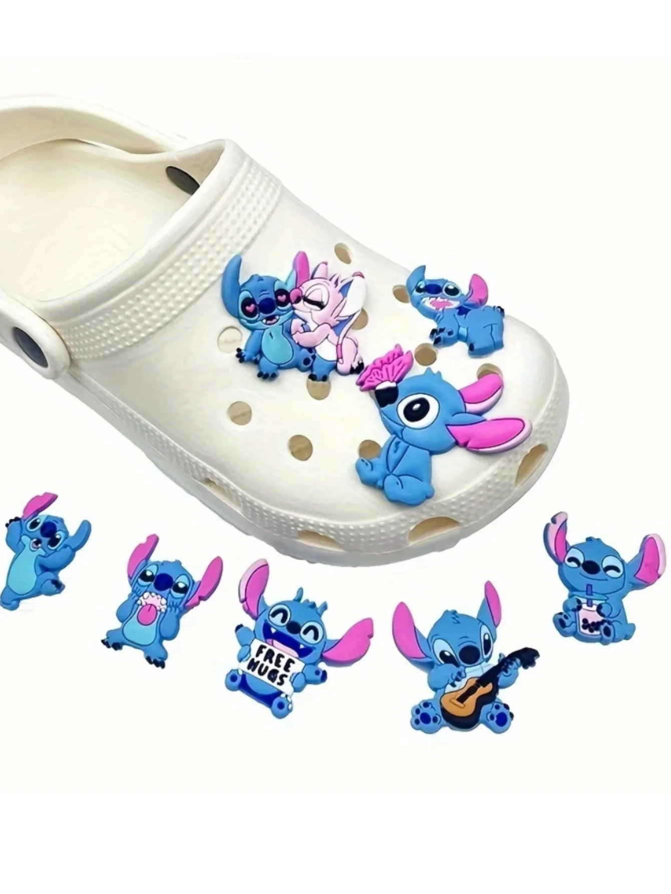 8 Uds. De dijes de zapatos de punto para hebilla de sandalia, personajes de dibujos animados de PVC, zapatillas DIY, decoraciones para más de 14 regalos