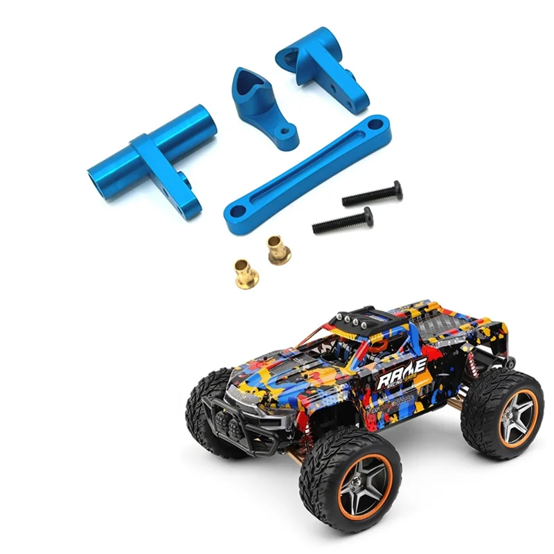 KKZ-Conjunto de dirección de metal para Wltoys 104009 104016 104018   12401 12402-A 12403 12404 12409 Piezas de actualización, azul