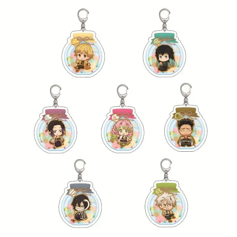 Creative Anime Figure Kamado Tanjirou Kamado Nezuko Agatsuma Zenitsu Key Ring Acrylic Key Chain Fashion Model Plate Fans Gift