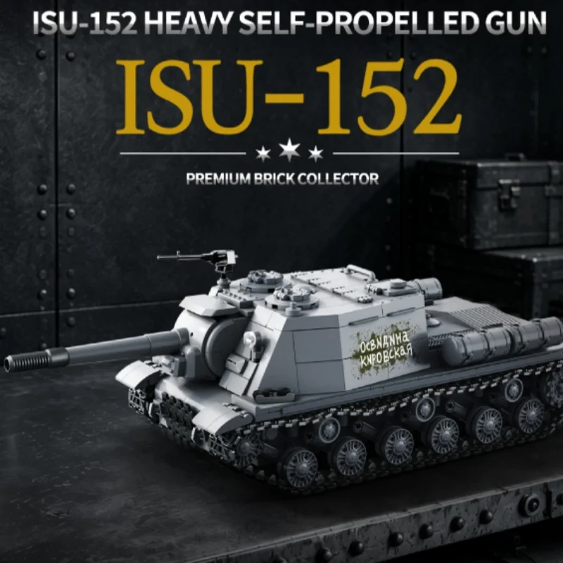 set-de-bloques-de-construccion-creativos-con-forma-de-canon-de-asalto-pesado-isu-152-modelo-de-vehiculo-blindado-militar-coleccion-de-juguetes-y-elemento-decorativo