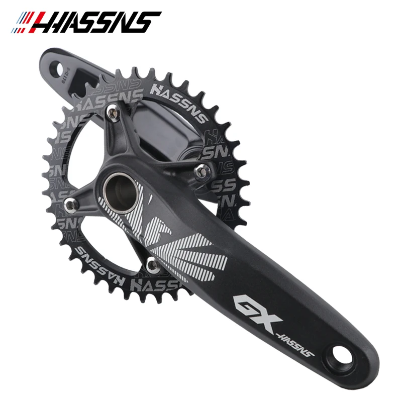 HASSNS Crankset MTB Connecting Rods Mountain Bike Cranks Chainring Integrated Candle Crown For Bicycle 12 Speed 32/34/36/38T