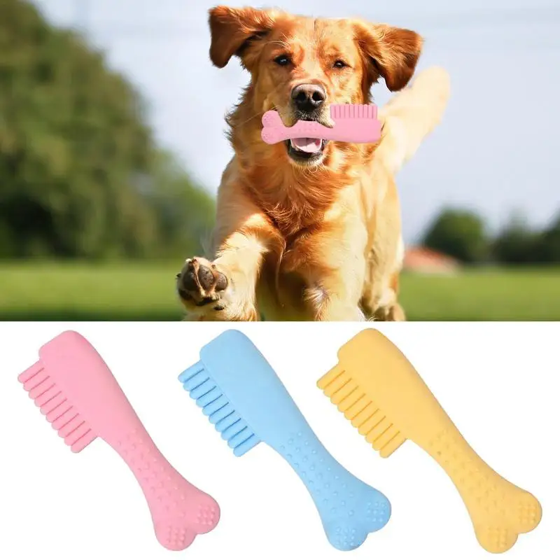 Dog Toothbrush Chew Stick Toy TPR Rubber Barbed Comb Shape Indestructible Dog Toy Teeth Cleaning And Gum Massage Tough Dog Toys