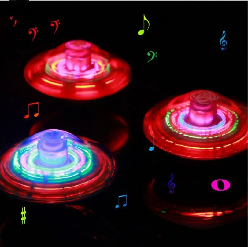 Cor elétrica flash led luz brinquedo música giroscópio peg-girador superior girando brinquedos clássicos venda quente crianças