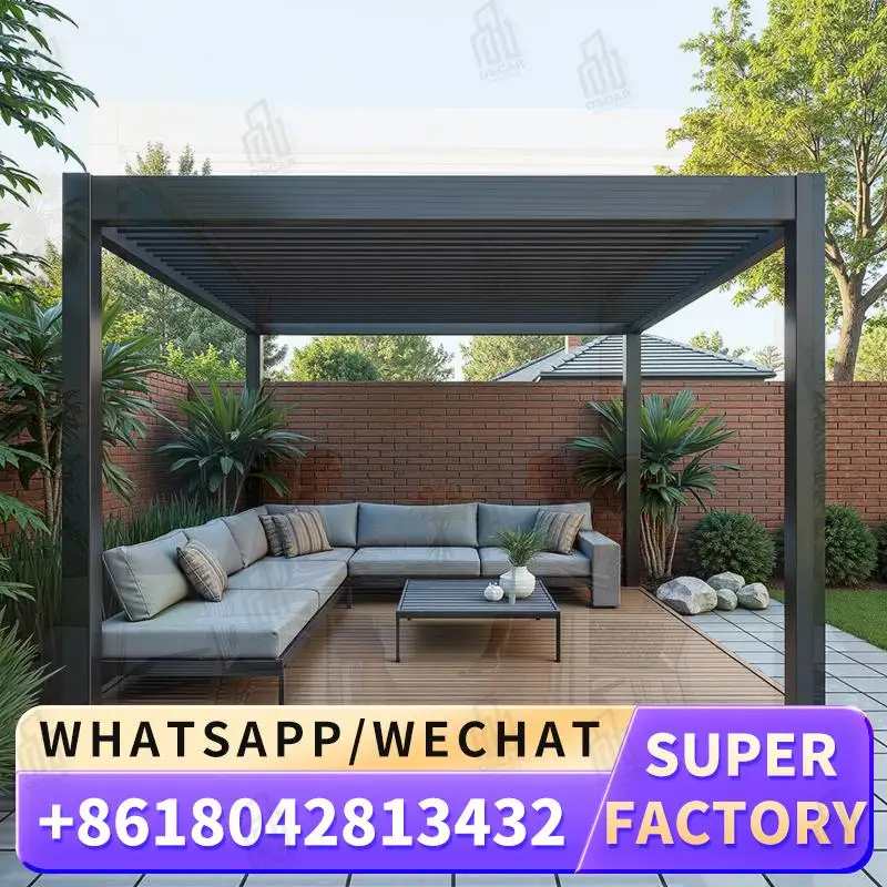 

Motorized Waterproof Outdoor Patio Aluminium Louvre Roof System for Backyard Garden Balcony pergola