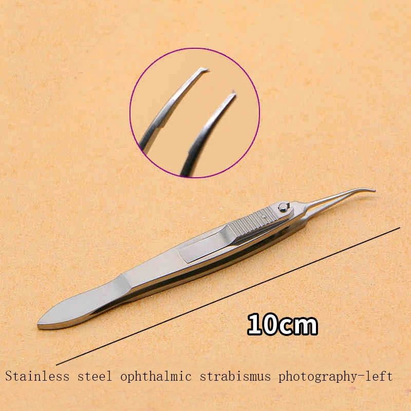 Strabismus forceps, stainless steel titanium alloy ophthalmic microsurgery 1X2 teeth lock type left-right straight